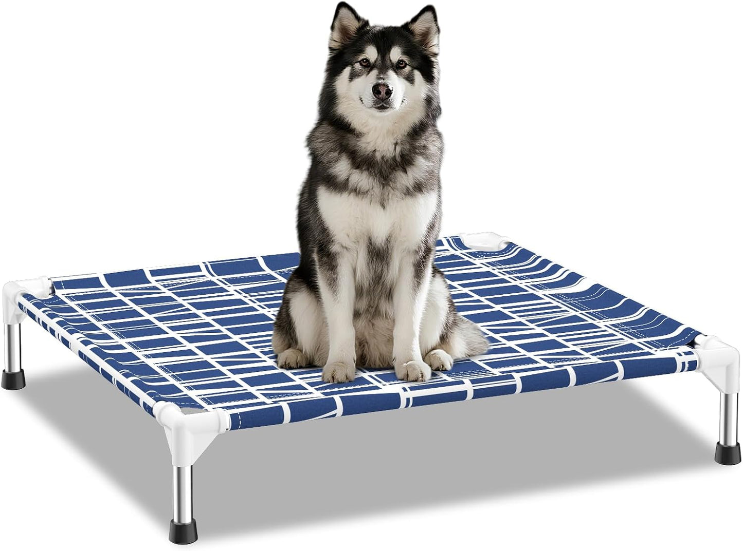 Elevated Dog Bed - Soft Comfortable Fabric, Easy to Clean, Stainless Steel Frame, Raised Design for Air Circulation, Durable Pet Cot for Medium Dogs, Breathable & Stable Pet Bed