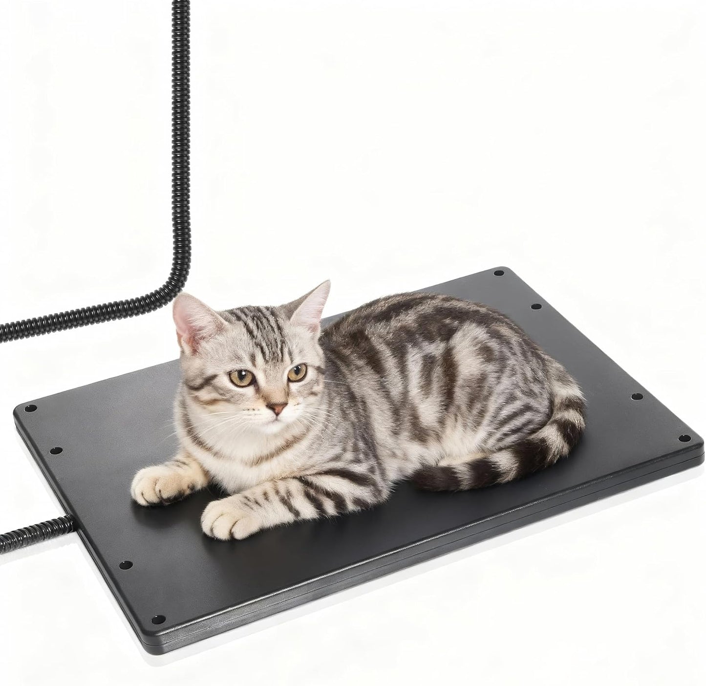 Roicaholy Pet Heating Pad - Waterproof Cat Heating Pad with Removable Cover for Outdoor Indoor Use, Continuous Heat, 15.7x11.8 in, 6ft Cord, 45W, Black