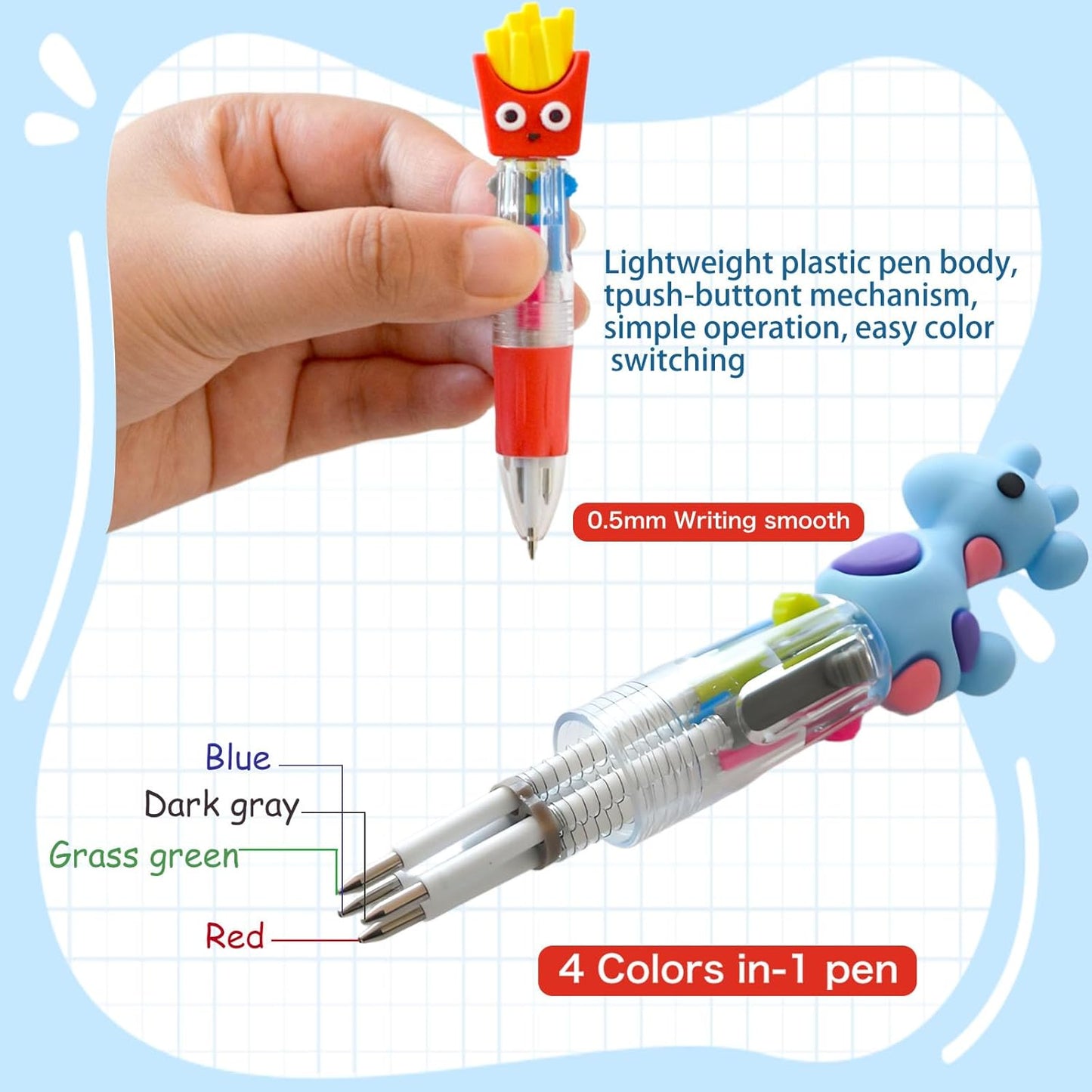 100 PCS Multicolor Pen Set – 50 Cute Pens Bulk with 50 Pen Bags, Fun Pens for Party Favors, Christmas, Birthday, Kawaii Stationery for Student Prizes, Gifts Bulk for Friends