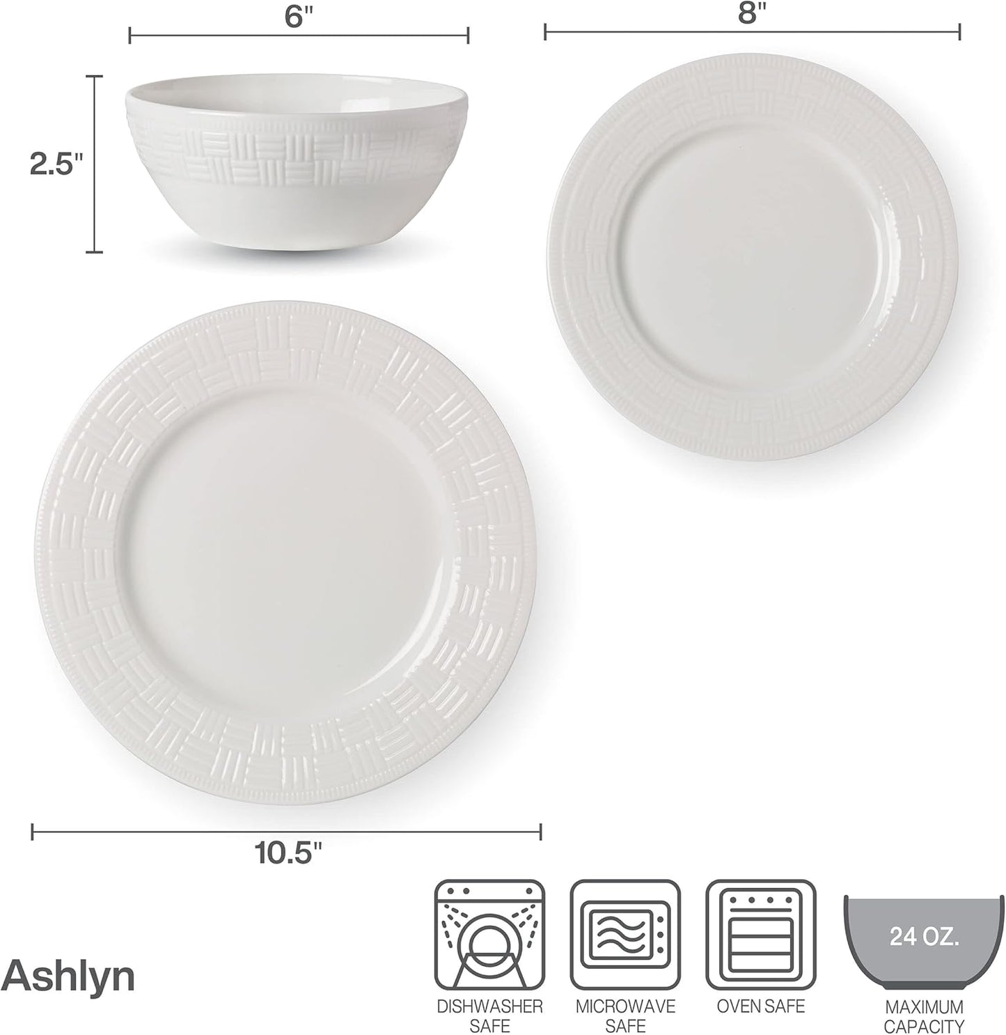 Mikasa Ashlyn Vegan Bone China Chip Resistant 12 Piece Dinnerware Set, Service for 4