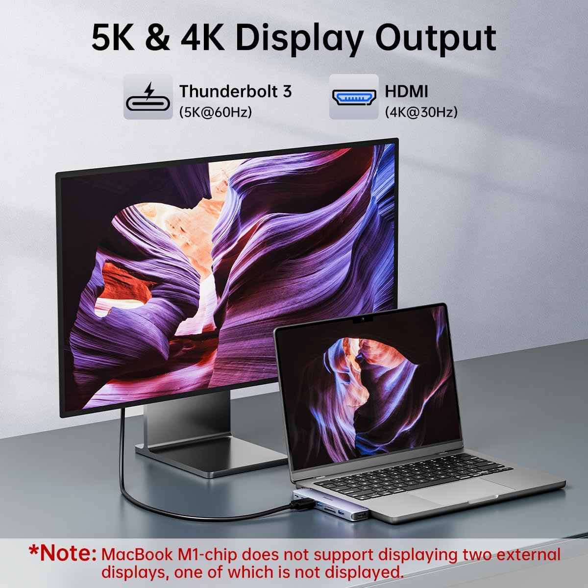 USB C Hub Adapter for MacBook Pro/Air M5 M4 M3 M2 M1 2025-2018 13" 15" 16", Mac Multiport Adapter, 8 in 2 MacBook Accessories Dongle with HDMI 4K, Thunderbolt 3, USB C&A Data Ports, SD TF Card Reader