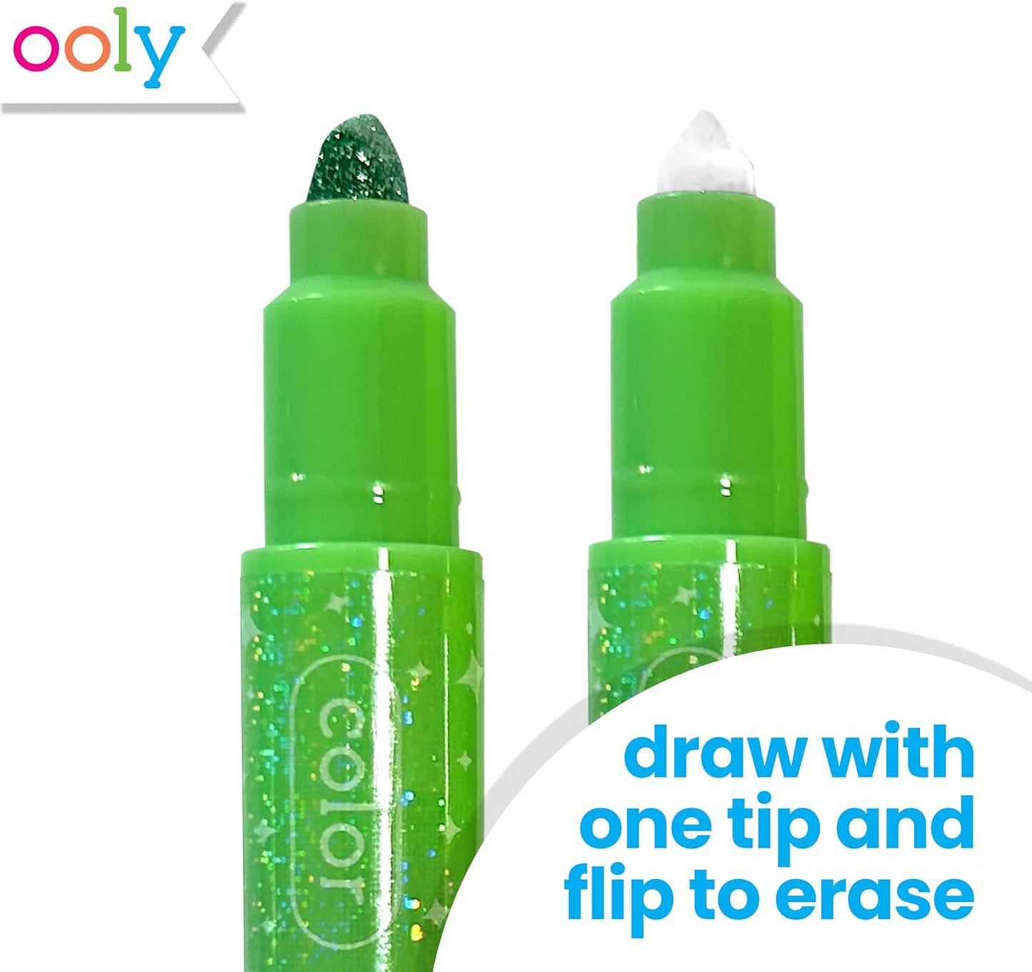 Ooly Make No Mistake Glittery Erasable Markers, 12 Stress and Mess Free Sparkle Markers You Can Erase, Colorful Supplies for Any Arts & Crafts