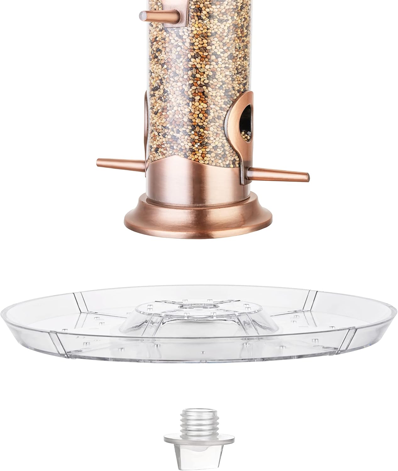 iBorn Bird Feeders Seed Catcher for Outside Hanging 6 Port Bird Feeder for Cardinal Birds Aluminium Metal,Brushed Copper Finishing 14 Inch 6 Port (Seed is not Included)