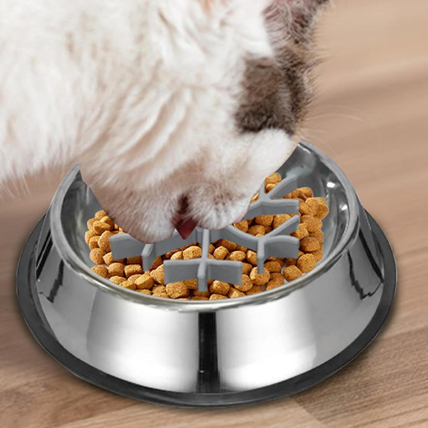 Anti Choking Dog Bowl, Slow Feeder Pet Dish, 1.2L Silicone Stainless Steel Feeding Bowl, Non Slip Pet with Raised Maze Design, Dog and Cat Eating Accessory with Easy Clean, Water Food Feeder