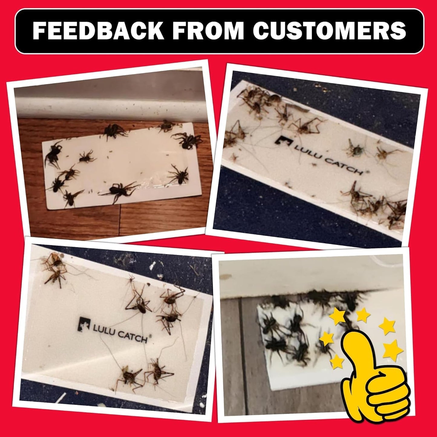 LULUCATCH Cricket & Insect Glue Traps 24 Pack, Adhesive Bug Catcher, Pre-Baited Spider Scorpion Trap, Non-Toxic Glue Boards Indoor for Home Catching Bugs, Mice & Rodents, Pet Safe Pest Control
