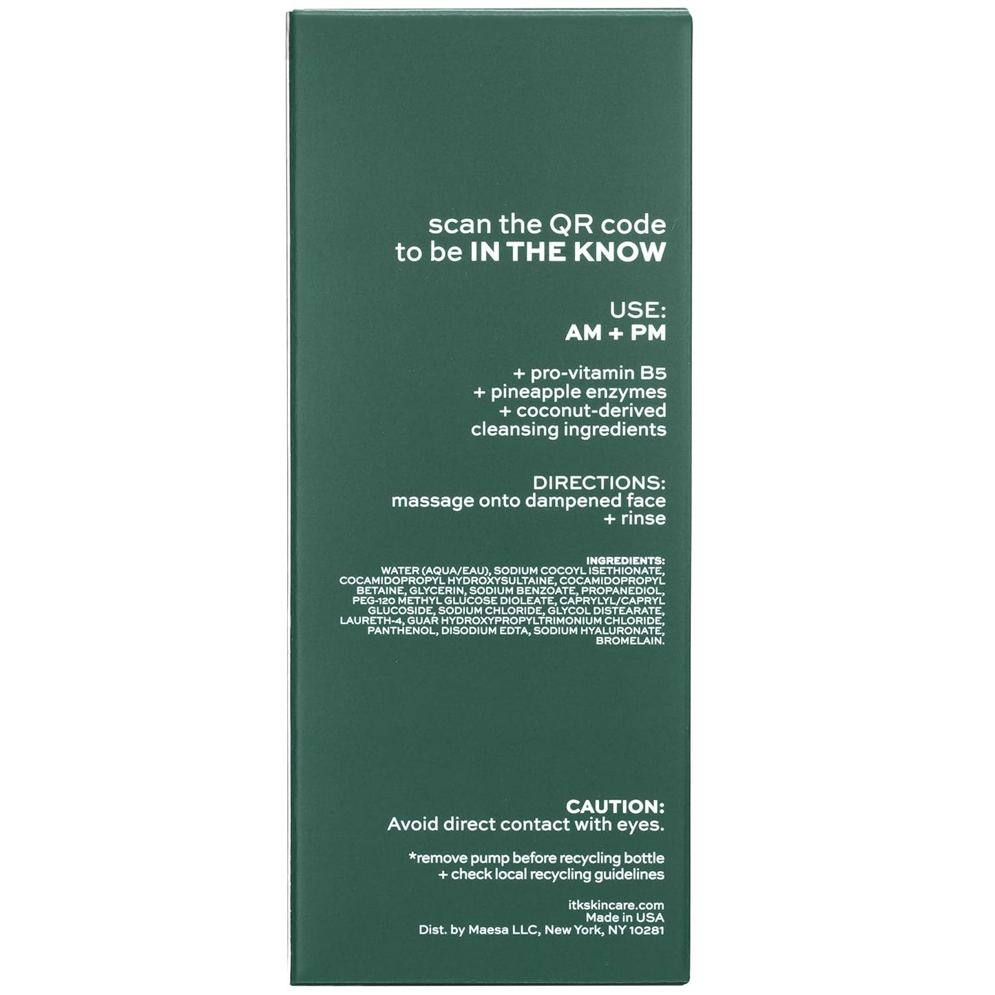 ITK Skincare 2-in-1 Milk-To-Foam Gentle Cleanser - Effective Face Wash + Makeup Remover with Vitamin B5, Pineapple + Coconut Enzymes for Radiant Skin - Cleanse, Remove Excess Makeup + Moisturize Skin