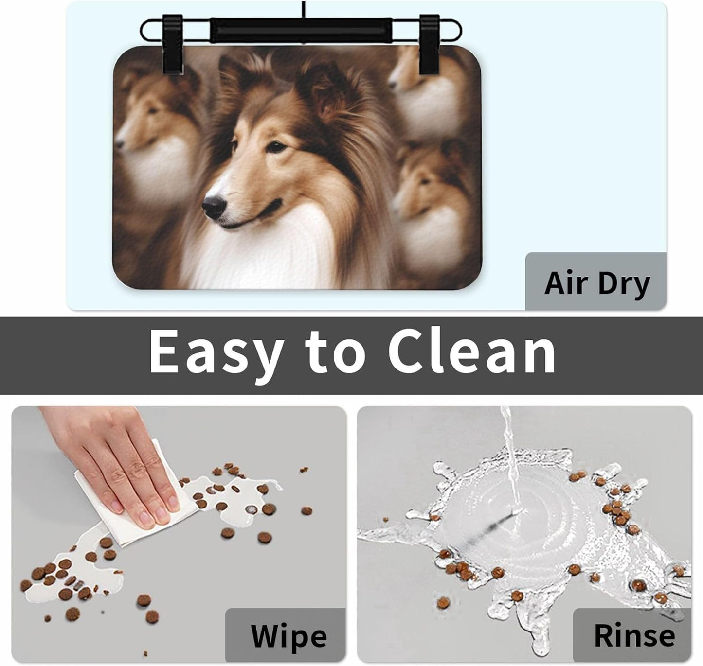 Pet Feeding Mat Leather Dog Food Mat Waterproof Pet Tablecloth Shelties Dog Pet Placemat for Dogs Absorbent Dog Bowl Mat Anti-Slip Dogs Mats for Food and Water