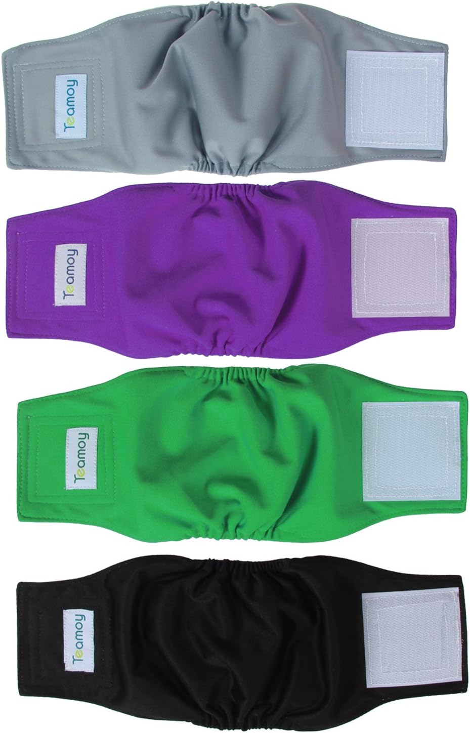 Teamoy Male Dog Belly Bands Washable 4-Pack, Reusable Dog Diapers Wraps for Incontinence & Marking (XS,7"-9" Waist)