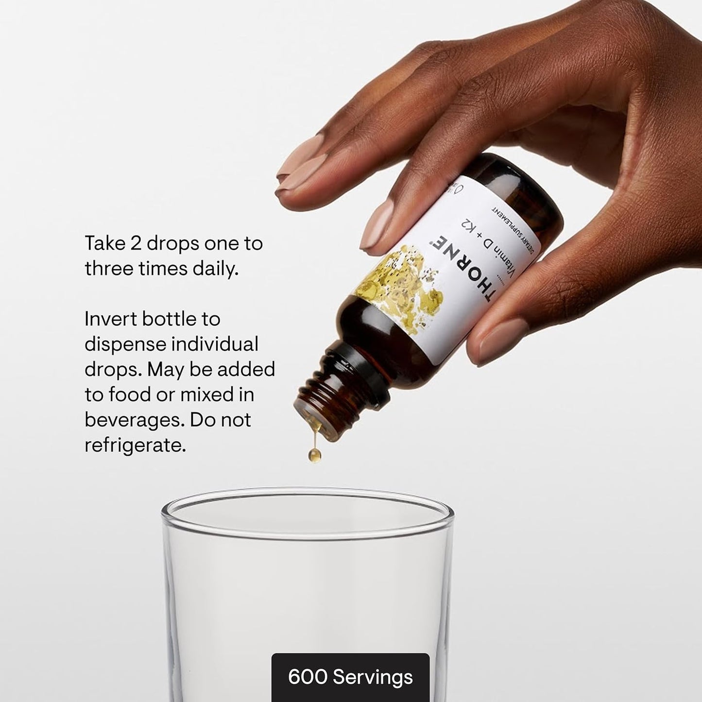THORNE - Vitamin D + K2 Liquid with a Metered Dispenser - Vitamins D3 & K2 to Support Healthy Bones & Muscles* - 1 Fl Oz (30 ml) - 600 Servings