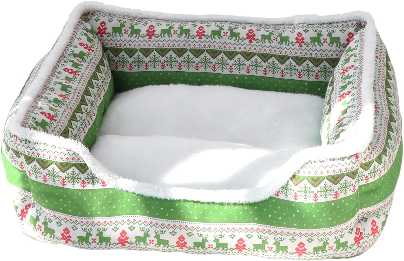 Christmas Cat Bed - Plush Comfortable Washable Pet Cushion for Winter Rest, Soft Thick Padding with Removable Cover, Sleigh Dog Bed for Outdoor Travel, Car, Camping, Desk, Window, Chair, Couch
