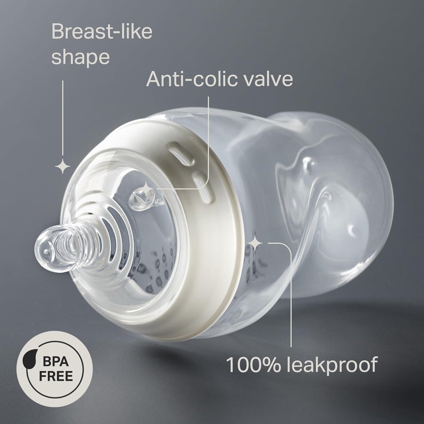 Tommee Tippee Natural Start Baby Bottle, 11oz, Thicker Feed, Breast-Like Nipple for Babies 6 Months+, Clear, 3 Count