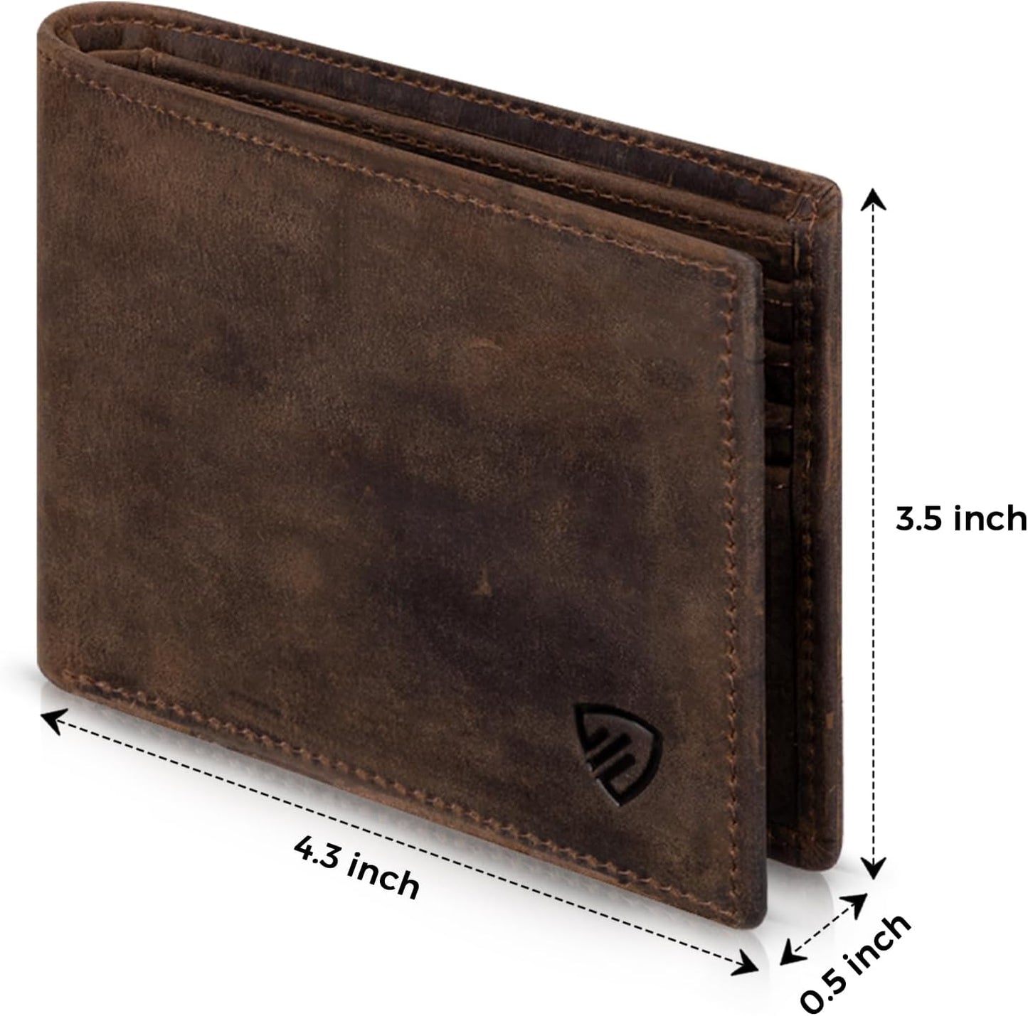 RUNBOX Genuine Leather Bifold Wallet for Men - RFID Blocking Slim Wallet with 9 Card Slots, 1 ID Window & Bill Compartment - Gift Box Packaging