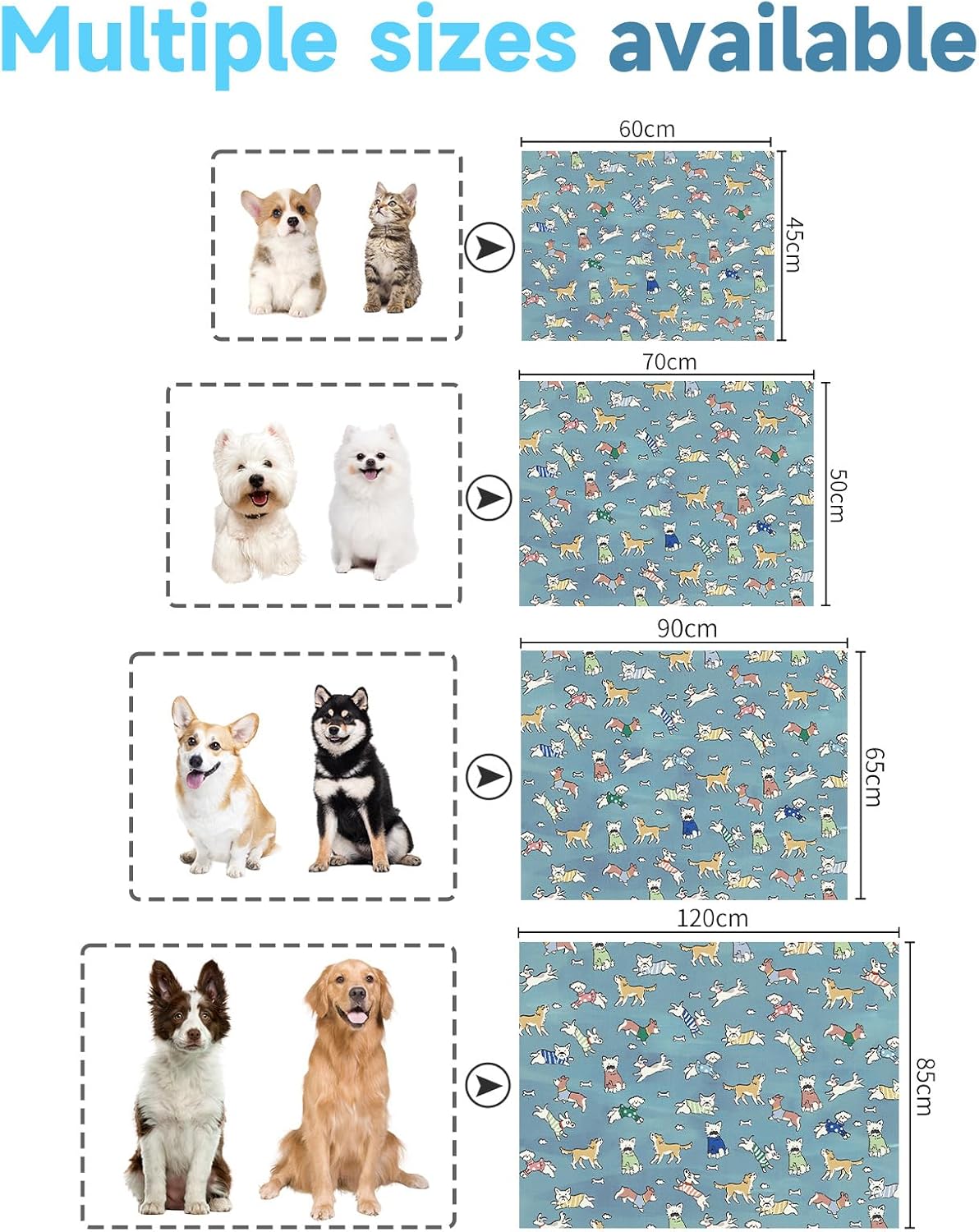 Pets Cool Mat, Washable and Portable Self Cooling Gel Pad for Dogs Cats to Prevent Heat, Blanket Sleeping Kennel Mat Suitable for All Types of Pets (Small)