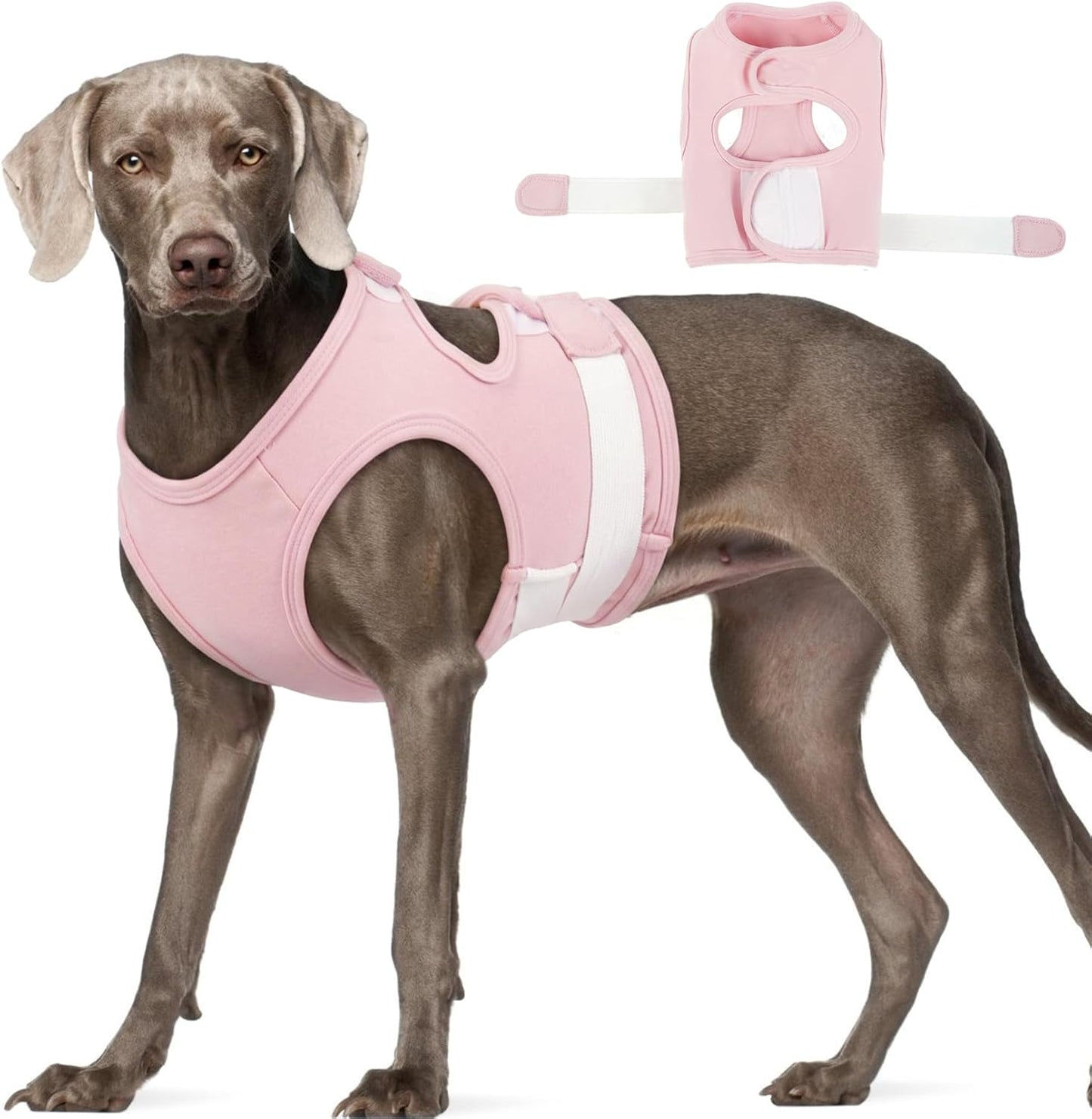 MIGOHI Dog Anxiety Vest Calming Shirt, Separation & Thunderstorm Anxiety Relief Jacket - Dog Soft Pressure Wrap for Fireworks, Grooming, Vet Visits - Breathable Calming Coat for Large Dogs, Pink XL