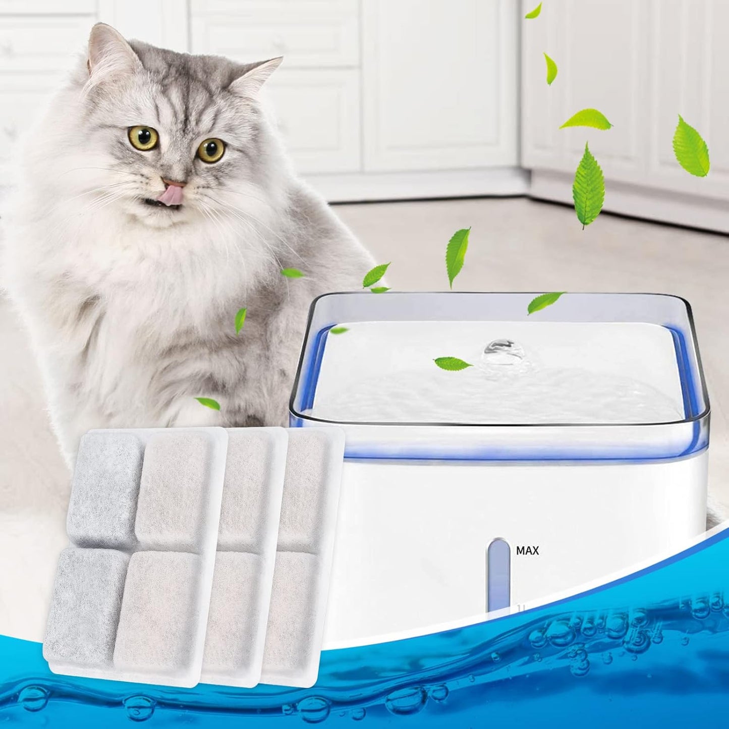 Cat Water Fountain Filter, 12 Pack Pet Water Fountain Filter Replacement with Coconut Activated Carbon Filter Compatible with furrybaby 64oz/2L Cat Water Fountain