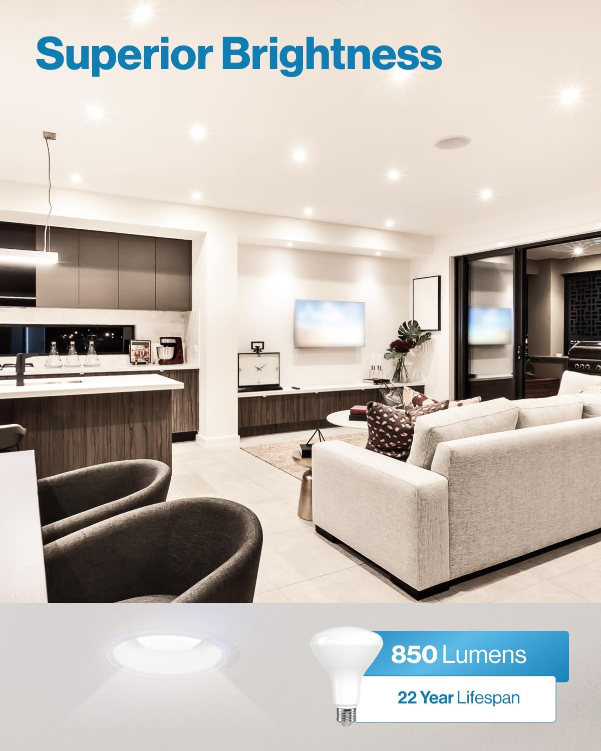 Sunco 6 Pack BR30 Light Bulbs LED, Recessed Can Light Bulbs, Indoor Flood Bulb, 850 LM, 11W (65W Equivalent), 5000K Daylight, Dimmable, E26 Base, for Home, Kitchen, Bedroom UL.
