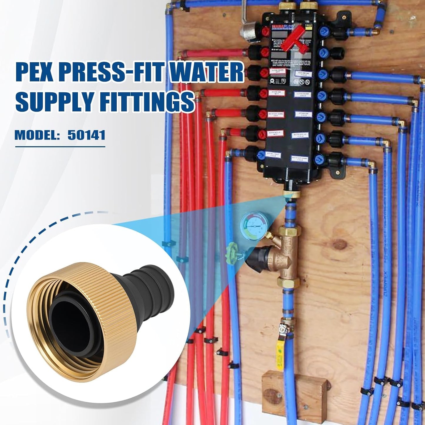 50141 3/4" PEX Crimp Supply Adapter for Viega ManaBloc and MiniBloc 1" Nominal Inlet Ports - 3 Pcs
