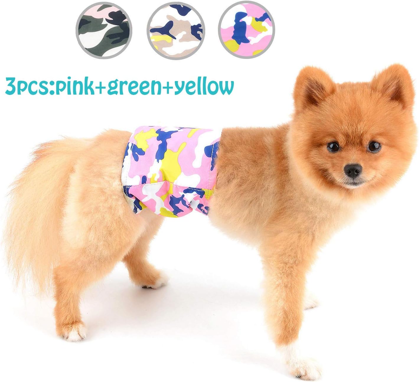 SELMAI Belly Bands for Male Dogs Small Medium Adjustable Washable Doggie Wrap Diapers Leakproof Reusable Comfy Boy Puppy Nappies Absorbent Pads Prevent Licking Fashion Camouflage Design 2 Pack Size L
