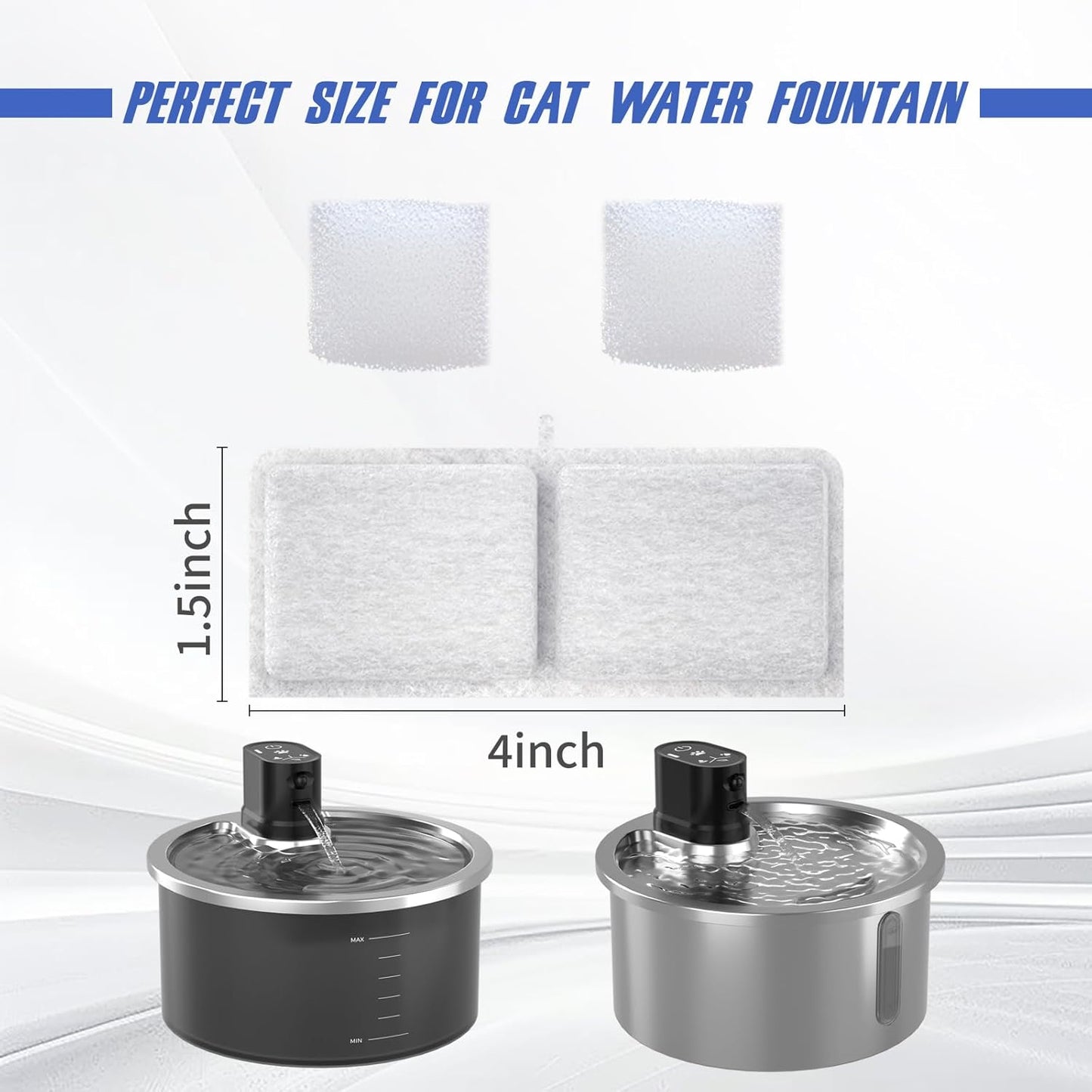 Stainless Steel Cat Water Fountain Filter 6pcs