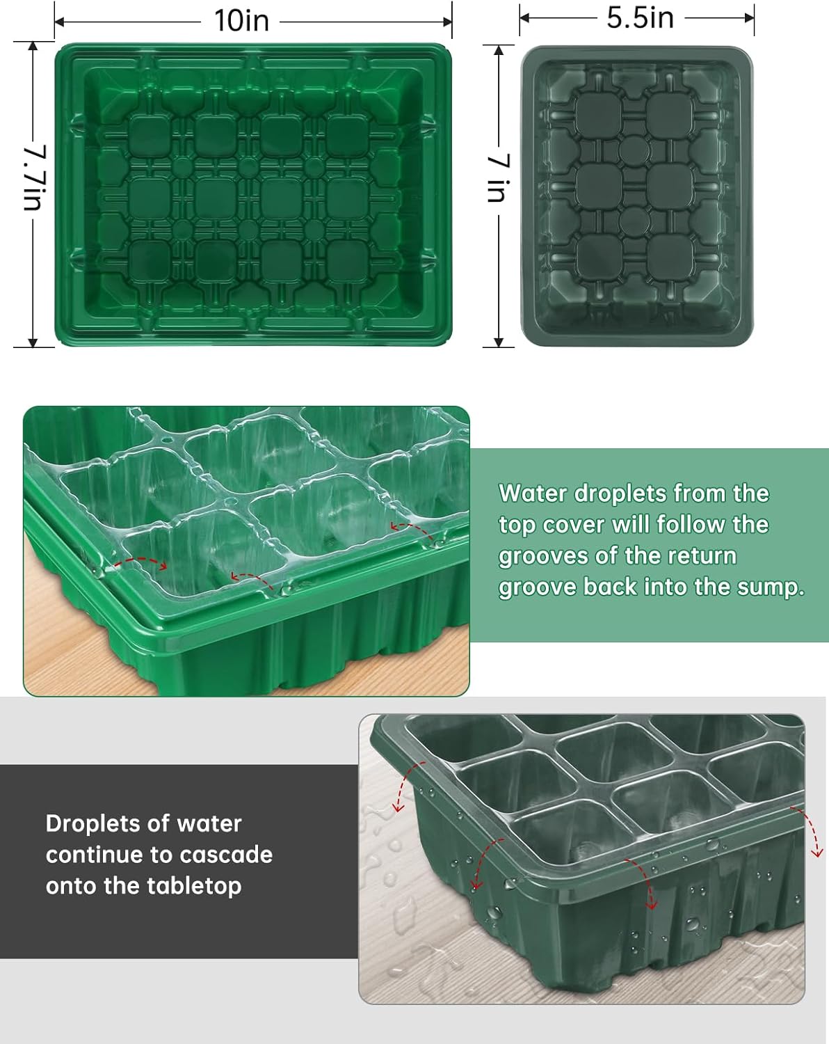 3-Pack Seed Starter Trays with Heat Mat, Seed Starter Kit with Grow Lights, 36 Large Cells Seed Germination Kit with Adjustable Humidity Vents for Indoor Plants Seeds Starting, Ideal Gardening Gifts
