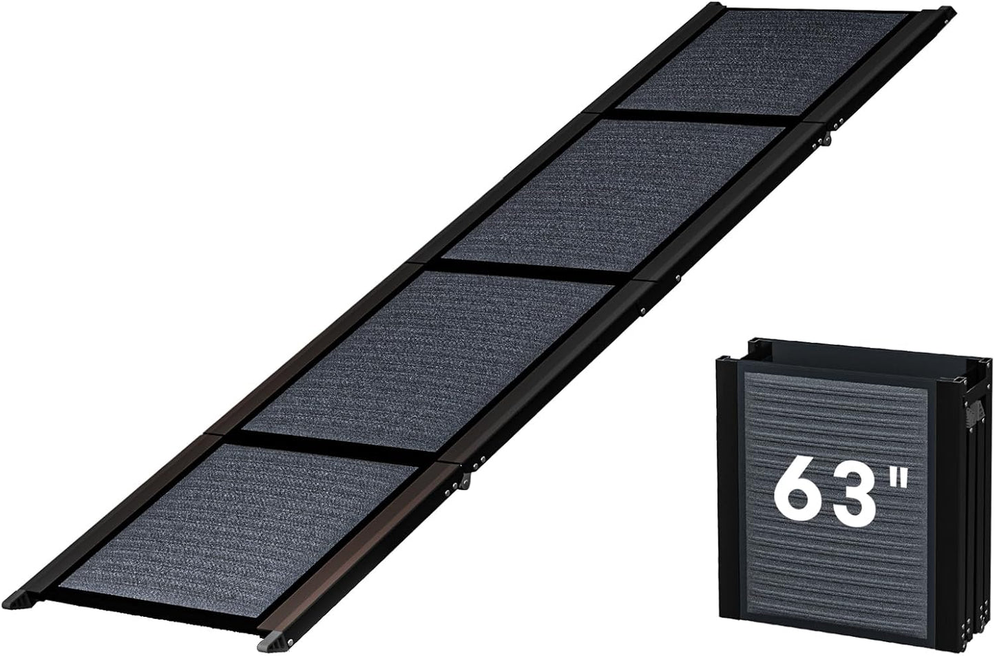HBTower 63" Long & 17.3" Wide Folding Dog Ramp for Car, SUV & Truck – Portable Pet Ramp with Non-Slip Surface, Extra Wide Steps for Large Dogs Up to 250LBS