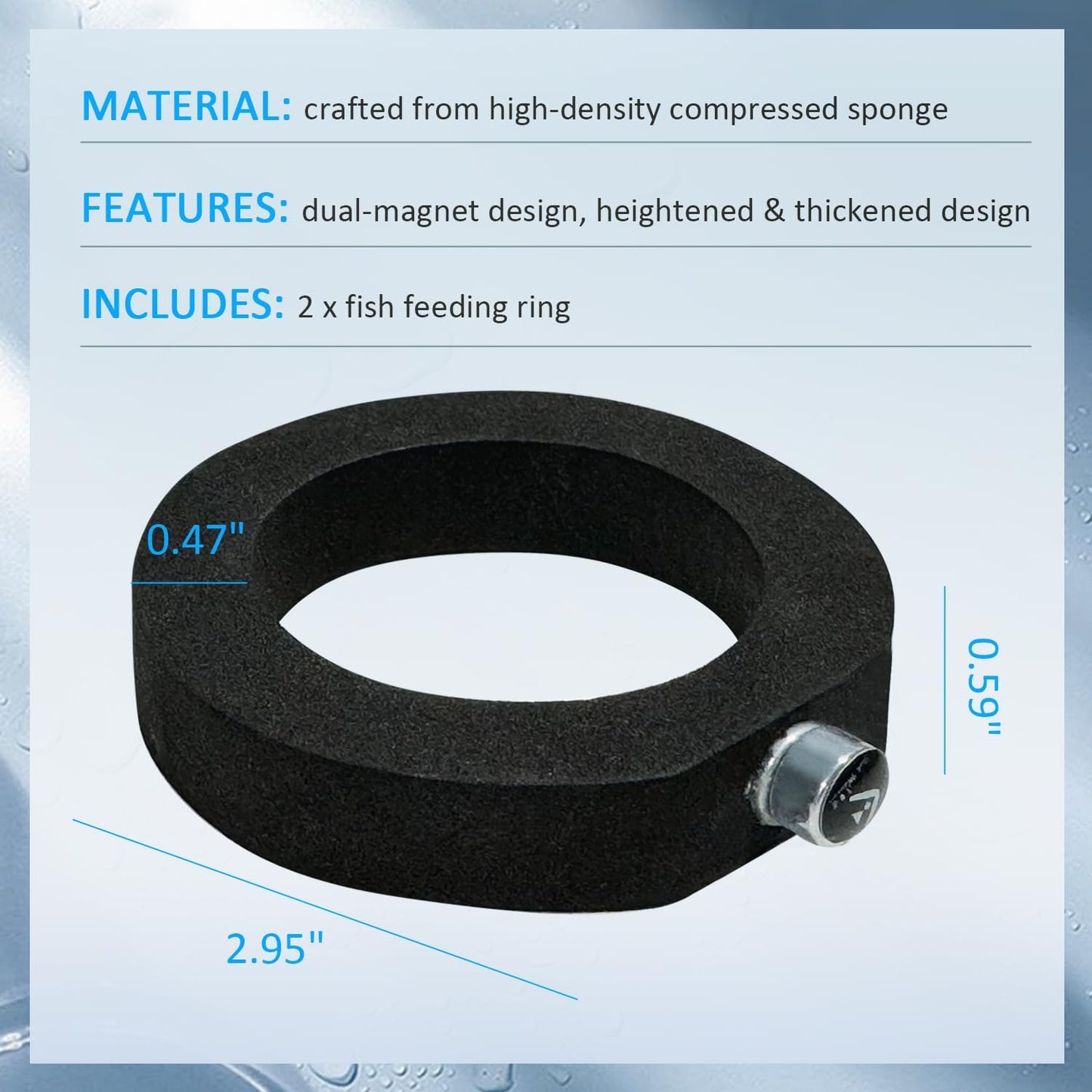 La La Pet®2PCS Magnetic Sponge Fish Feeding Ring Floating Food Feeder for Fish Tank Aquarium Feeding Accessories for Betta Guppy Tropical Fish Small Fish