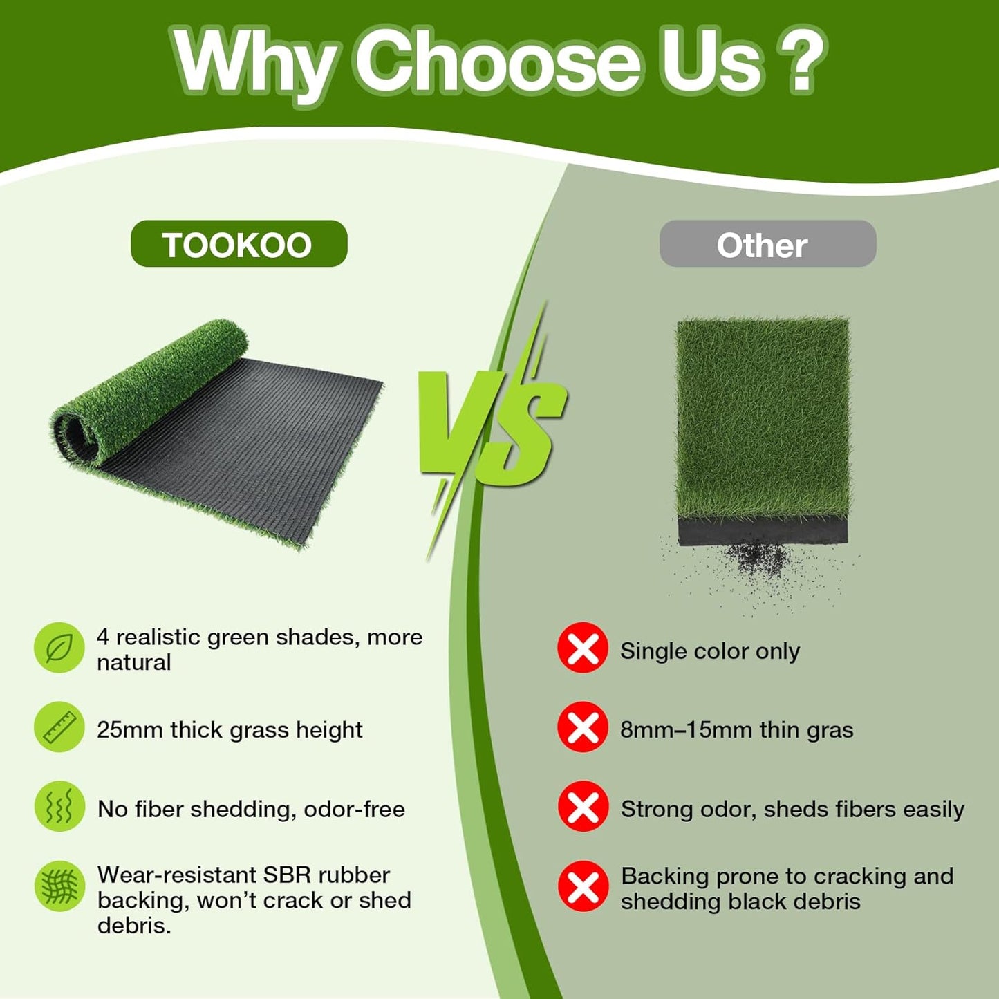 TOOKOO Realistic Fake Grass Pee Pad for Dogs Potty Traning - 2 Pack 16"x24" Replacement Pet Artificial Grass Patch Turf Indoor Outdoor Use