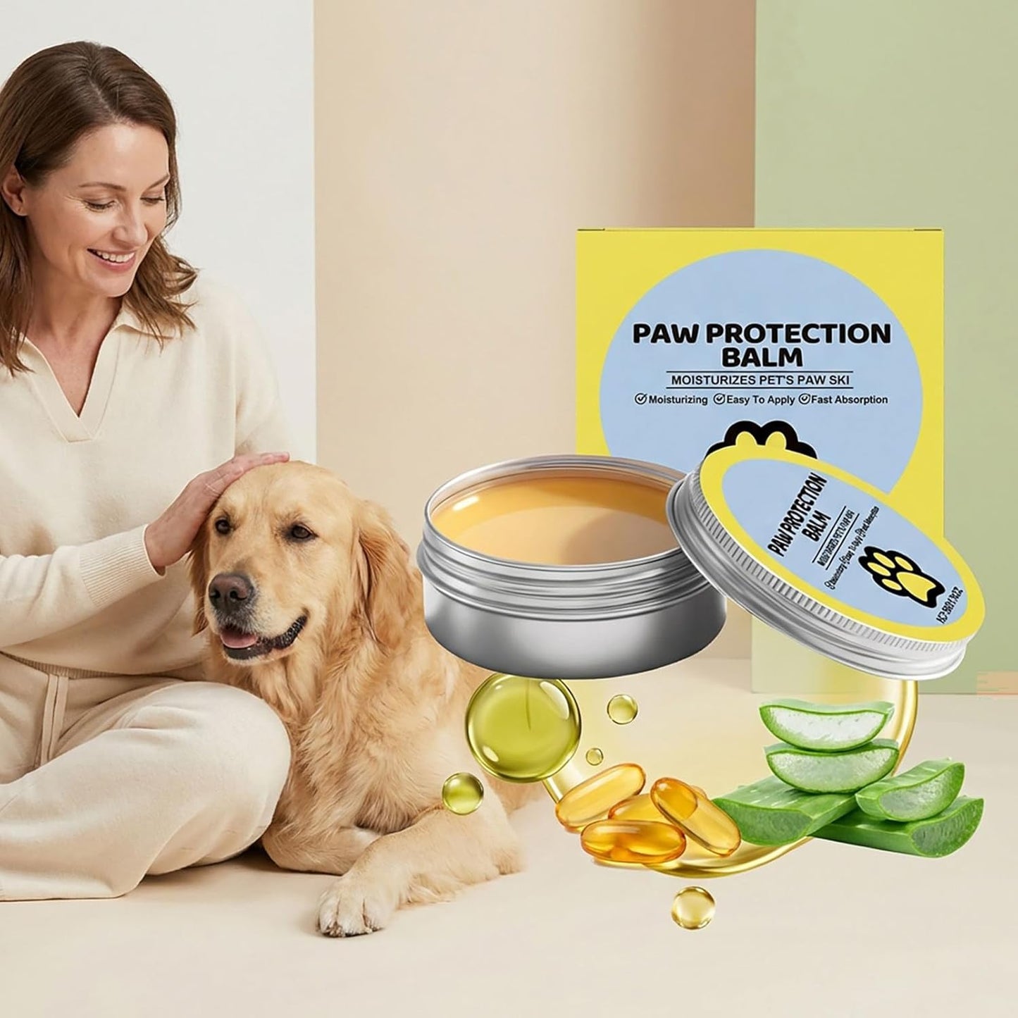 Dog Nose Balm - 50g Moisturizing Soothing Lick-Safe Cream Tool, Dry Snout Gear, Pet Puppy Bulldog Function, Feet Claw Wellness Category, Care Bath Home Outdoor Winter Travel Indoor