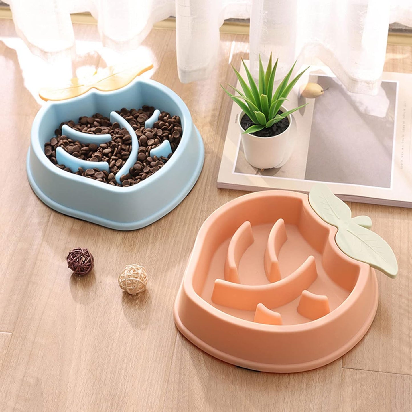 Slow Feeder Dog Bowls Fun Shape Puzzle Feeding Bowl Interactive Puppy Food Bowls Eco-Friendly Healthy Non Skid Design Dog Slow Feeder Bowl Small Puppy Slow Feeder Dog Bowls Small Breed Wet Food, Pink