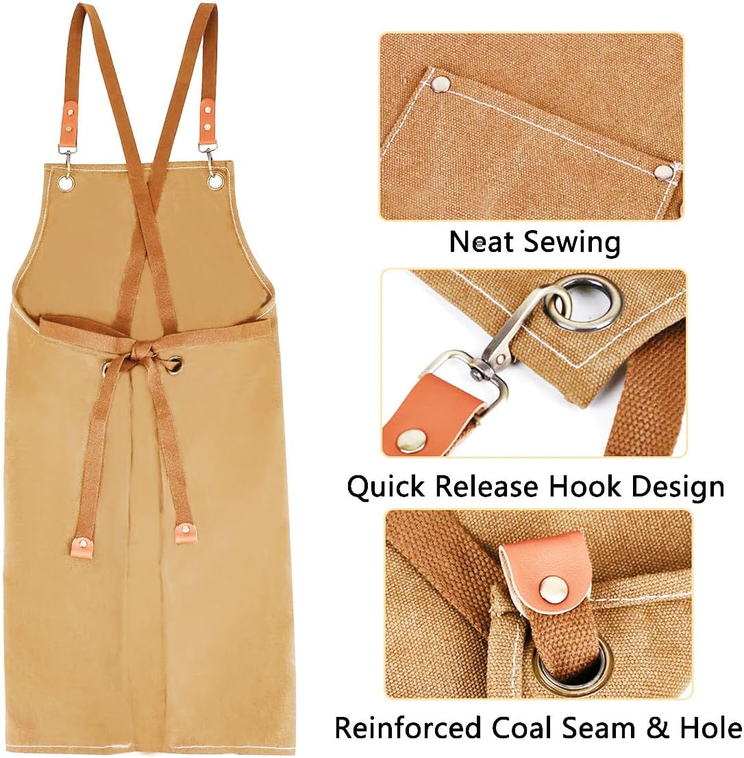 Kids Aprons AdjustableTool Waterproof For Cooking Painting Gardener Canvas Apron For 6-12 Girls And Boys