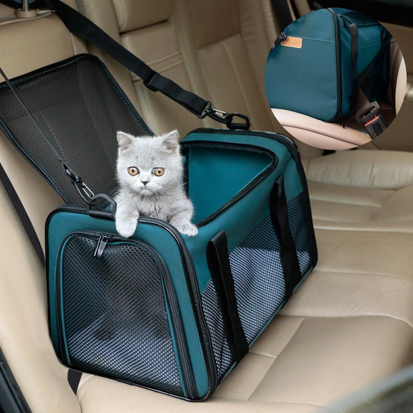 Cat Carrier - Portable Foldable Dog Pet Carrier, Soft-Sided Pet Bag up to 22 Lbs, Airline Approved Travel Puppy Carrier