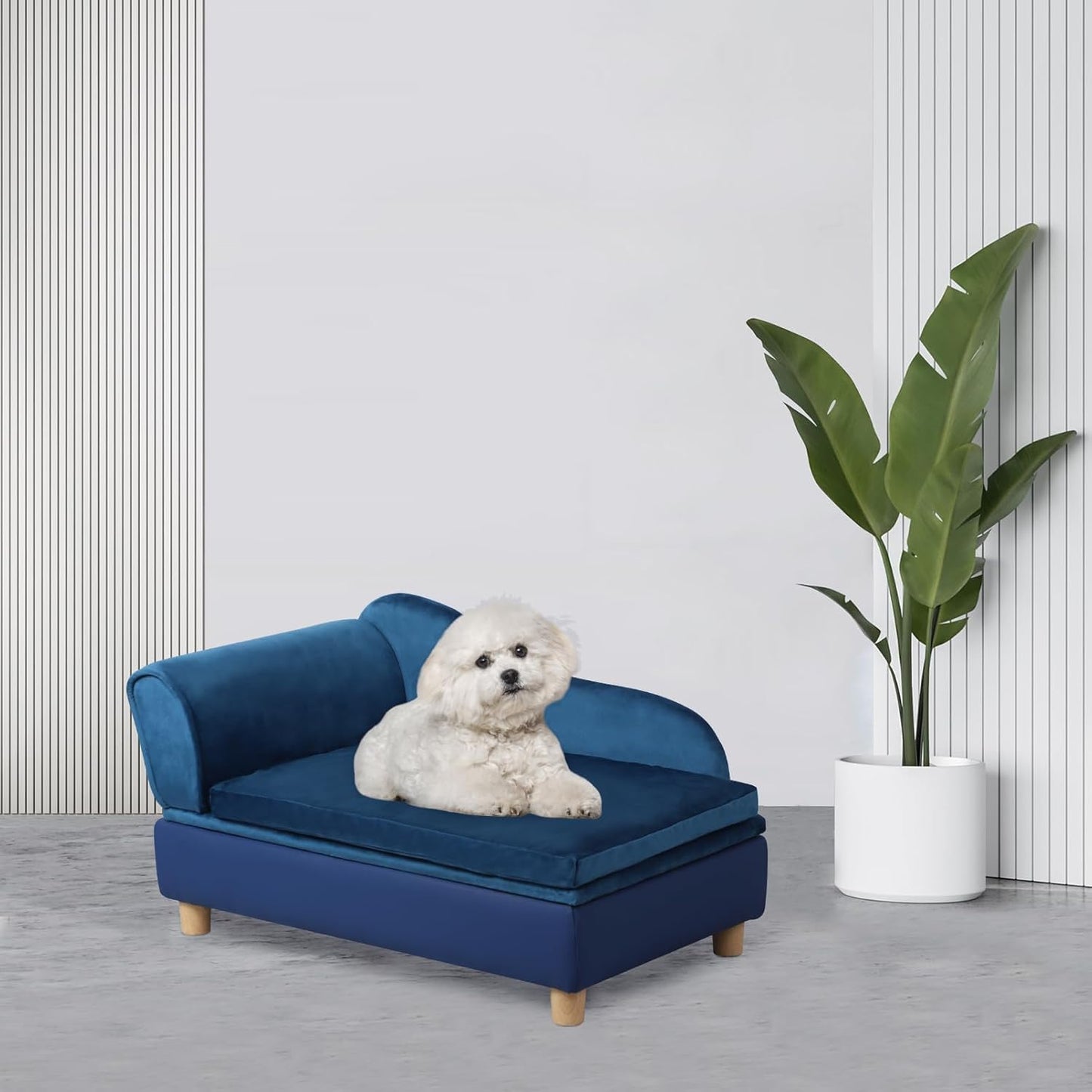 Getifun Pet Bed Sofa, Puppy Bed with Storage, Small Dog Couch with Removable & Washable Cushion, Comfy Pet Couch Bed for Cats & Puppy (Blue)