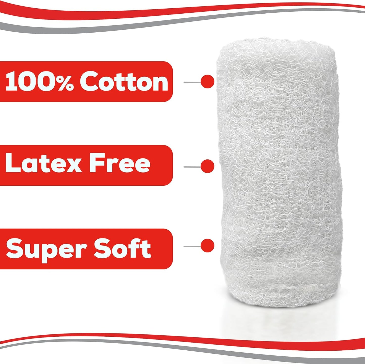 HEALQU Kerlix Type Gauze Bandage Rolls - 4 ½ in x 4.1 Yds, 6 Ply - 24 Single Sterile Pocuhes - Extra Absorbency, Latex Free, Hospital Grade Cotton Krinkle Fluff Bandage Wrap - Wound Care & First Aid