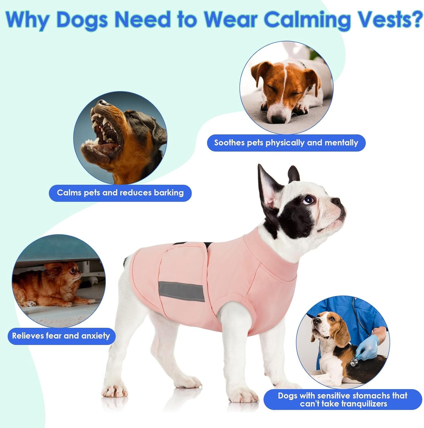 MIGOHI Dog Anxiety Relief Coat,Comfort Anxiety Vest for Dogs,Adjustable Dog Anxiety Calming Wrap for Fireworks,Thunderstorm,Travel,Separation,Anxiety Jacket for Medium Dogs,M,Pink