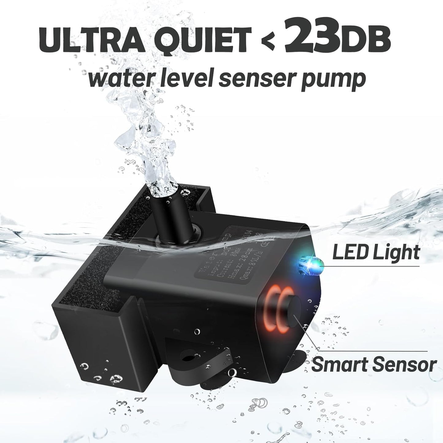 Replacement Pump for Cat Water Fountain, Compatible with Model JC-A15 2.2L/74oz Automatic Pet Water Fountain Dog Water Dispenser, Super Quiet Dog Pet Fountain Water Pump Black