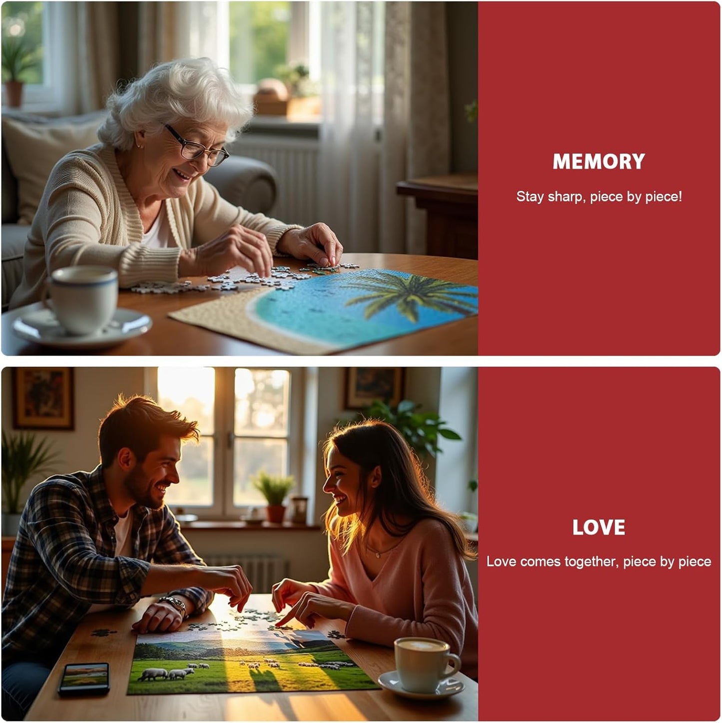 Puzzles for Adults 1000 Pieces, 2 Pack Lake and Night View Jigsaw Puzzles, Nature Theme, Challenging Puzzles for Game Night, Perfect for Nature Lovers
