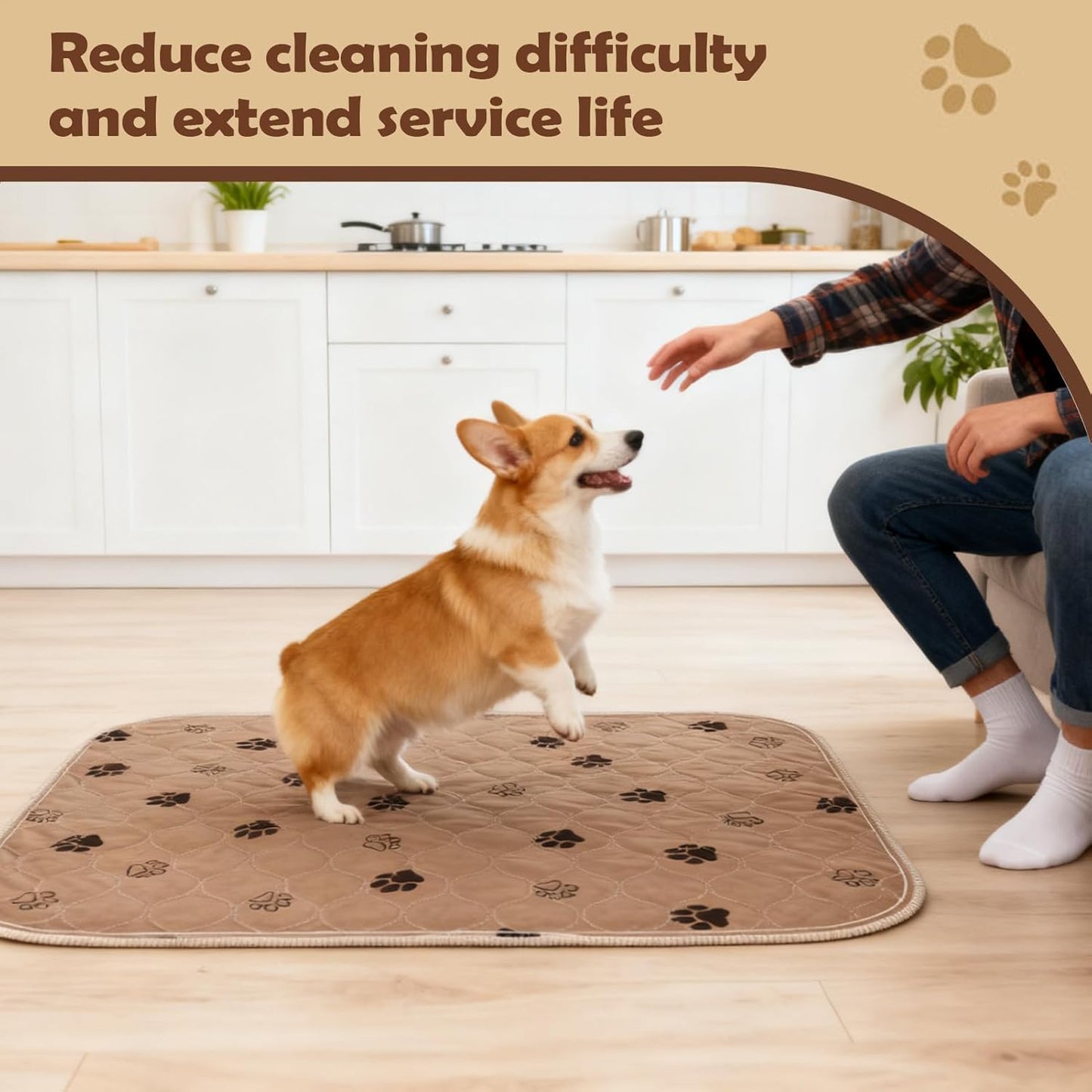 Puppy Pads, Quick-Dry Absorbent Reusable Potty Training Mat for Dogs, Indoor Pee Pads for Whelping, Crate, Kennel, Bed, Sofa &