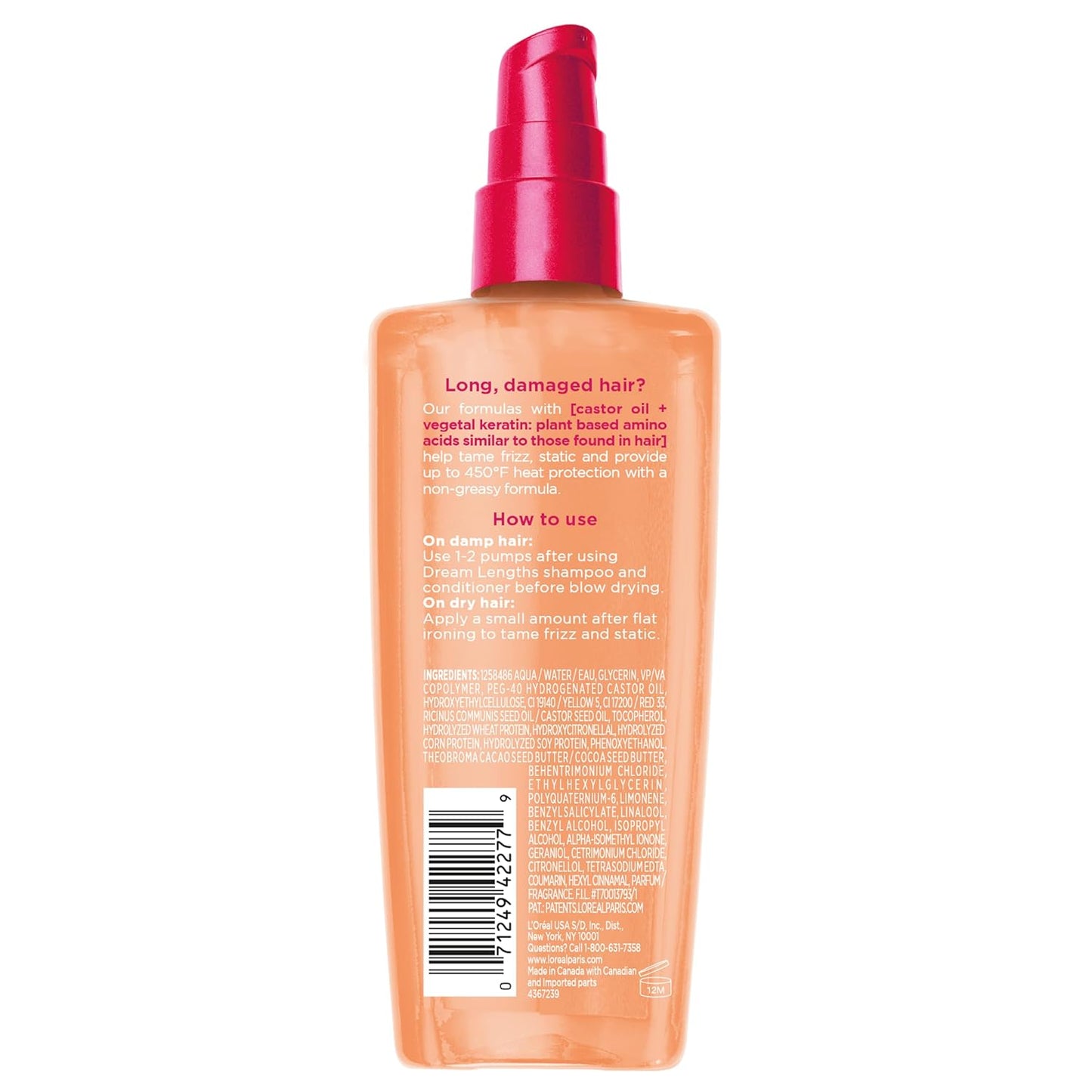 L'Oreal Paris Elvive Dream Lengths Frizz Killer Leave-In Serum, 3.4 Ounce