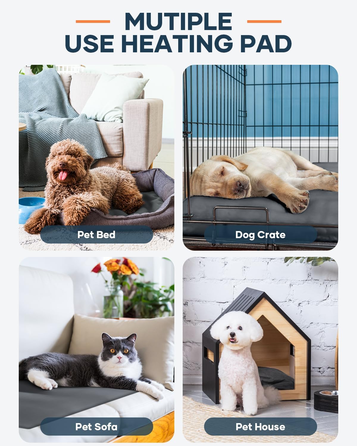 Pet Heating Pad, Waterproof Dog Cat Heating Pad with Timer Smart Thermostat Switch Chew Resistant Cord, Cat Heating Pad Indoor Heated Blanket Pet Heating Pads ((Large(28.0" L x 16.0" W x 0.6" Th)))