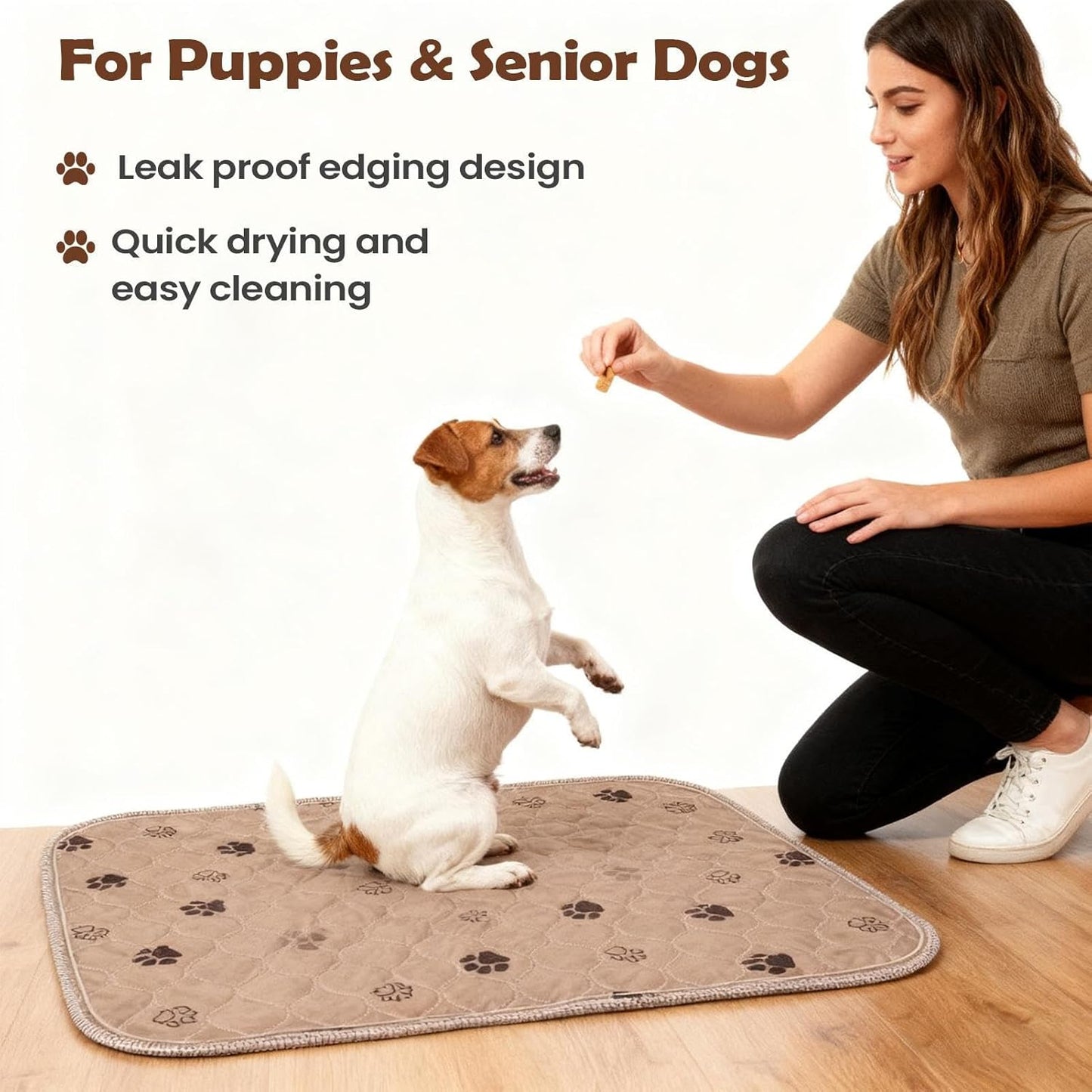 Puppy Pads, Quick-Dry Absorbent Reusable Potty Training Mat for Dogs, Indoor Pee Pads for Whelping, Crate, Kennel, Bed, Sofa &