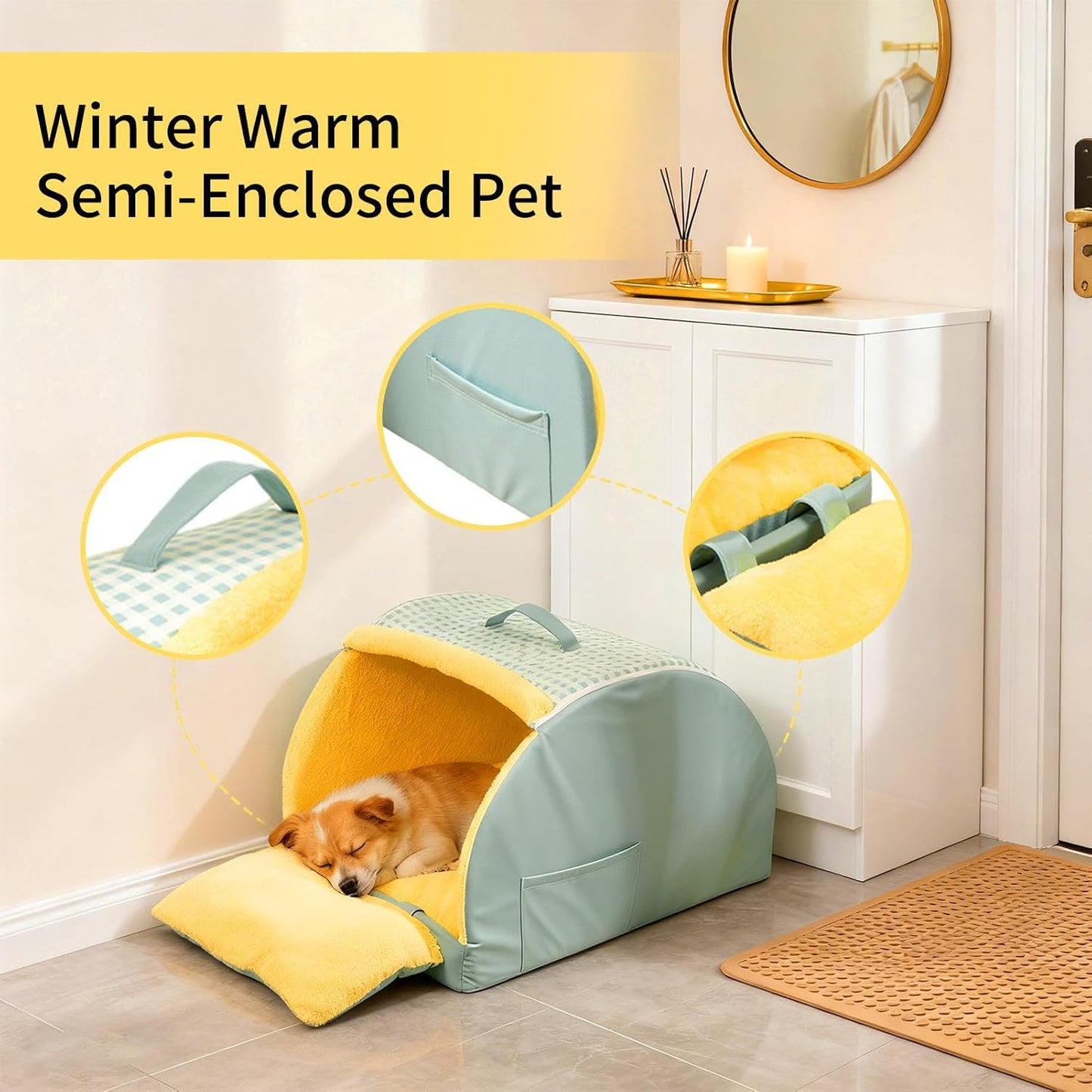 Cat Bed Cave - Soft Plush Windproof Nest | Indoor House for Cats with Comfortable Sleeping Space for Winter, Outdoor Relaxation, Home, Travel, Bedroom, Balcony, Small Pets