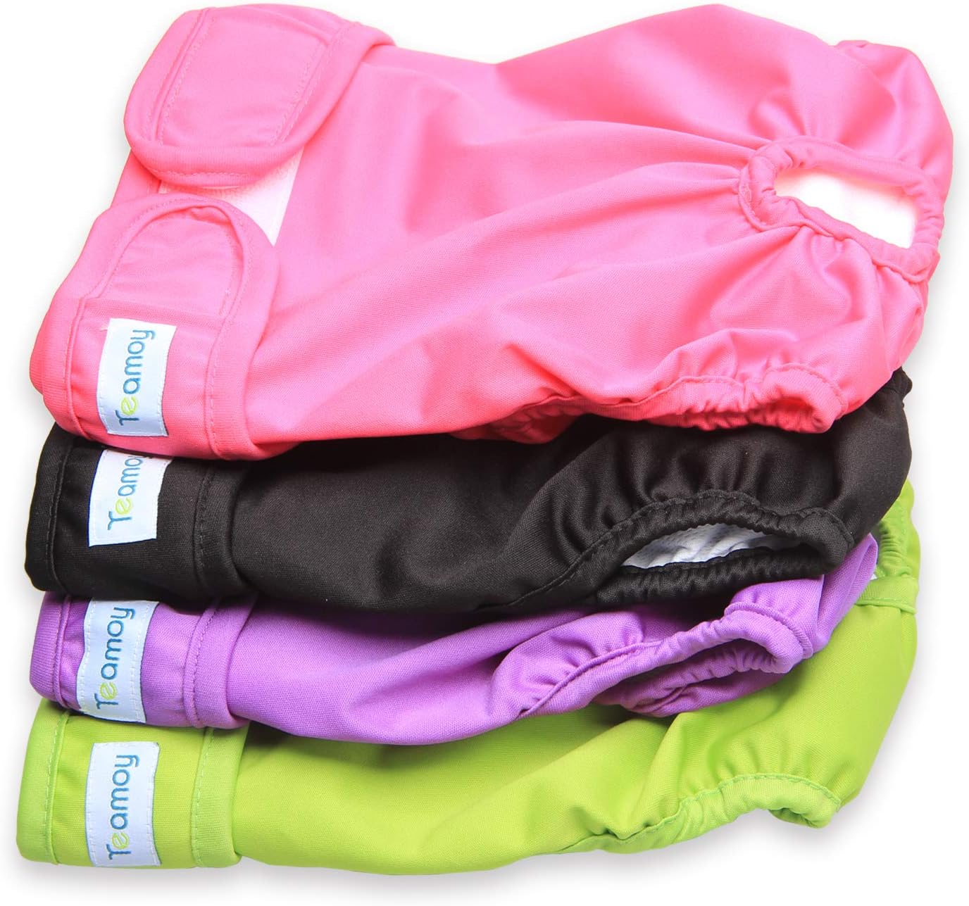 Teamoy 4pcs Washable Female Dog Diapers, Reusable Doggie Diaper Wraps for Female Dogs, Super-Absorbent and Comfortable, Large