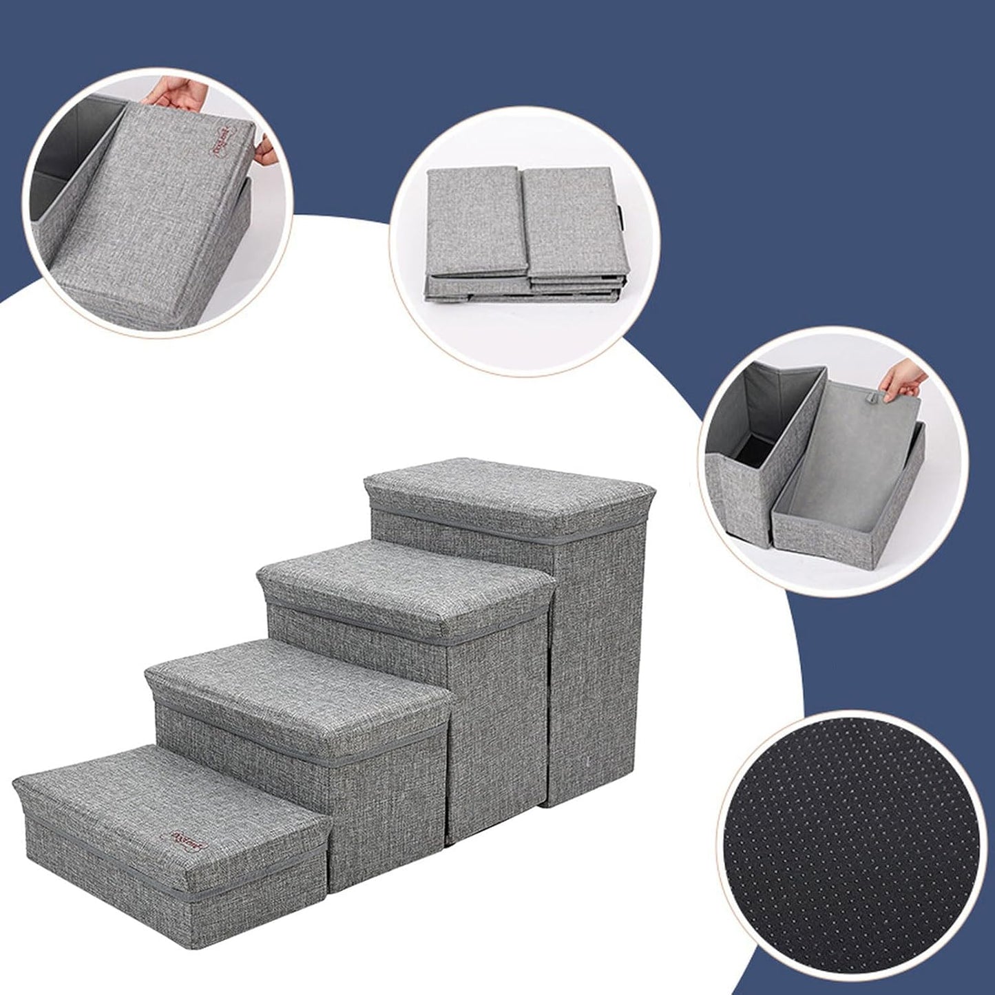 Pet Stairs for Bed Rise Dogs and Cats with Storage Climbing Supplies Furniture Large Capacity Storage Pet Ladder Dog Stairs to Bed