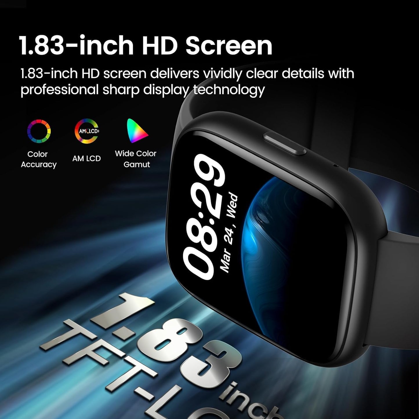 Smart Watch with Alexa Built-in, 1.83" HD Touchscreen Fitness Tracker with Bluetooth Calling, Fitness Watch with Heart Rate/Sleep Monitor, 120+ Sports Modes, IP68 Waterproof Smartwatch for Android iOS