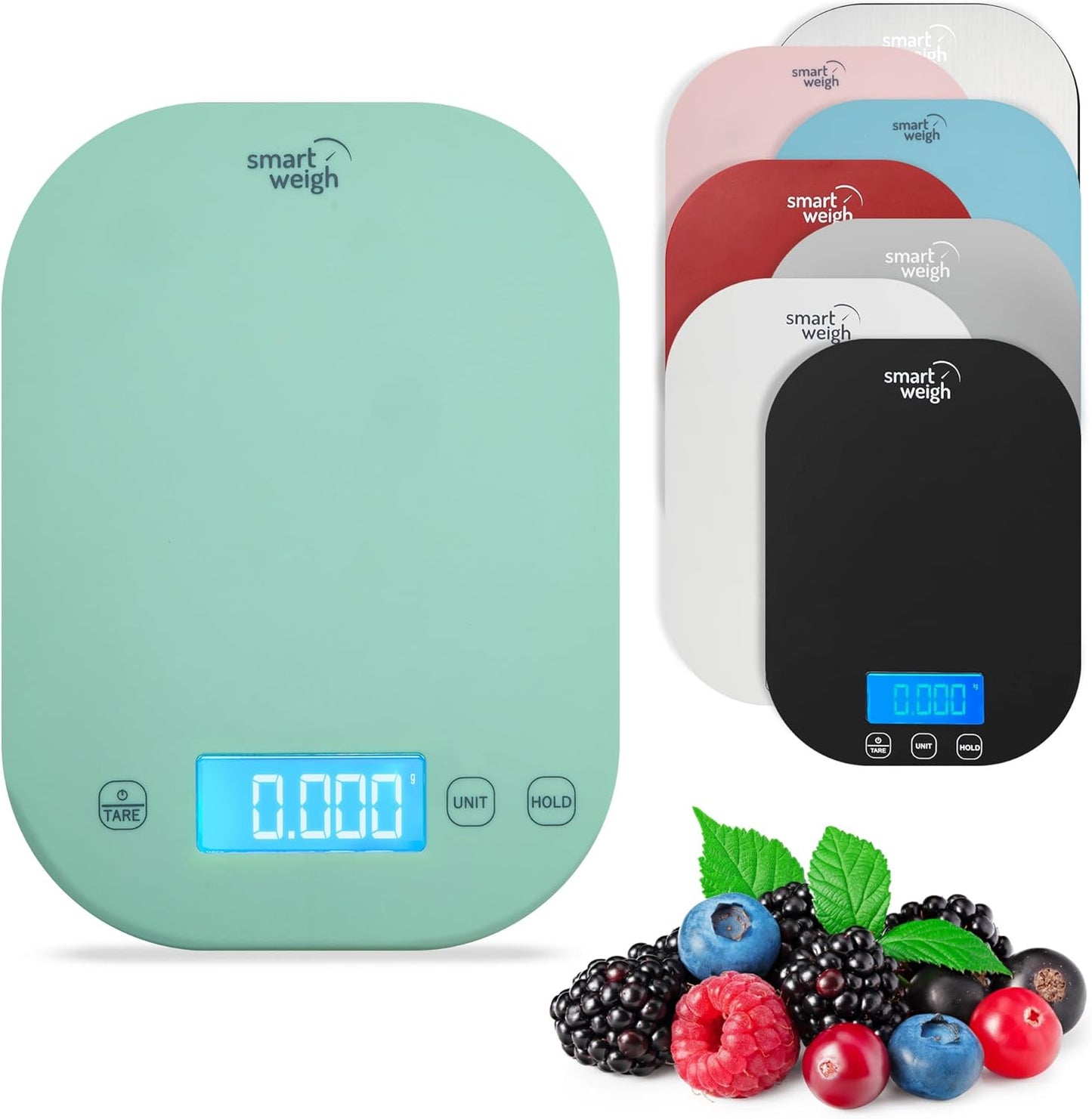 Smart Weigh Mint Green Digital Kitchen Scale for Cooking, Weight Loss, Calorie Tracking, Baking, Food Portion Control, and Meal Prep - Accurate Measurements in Grams and Ounces