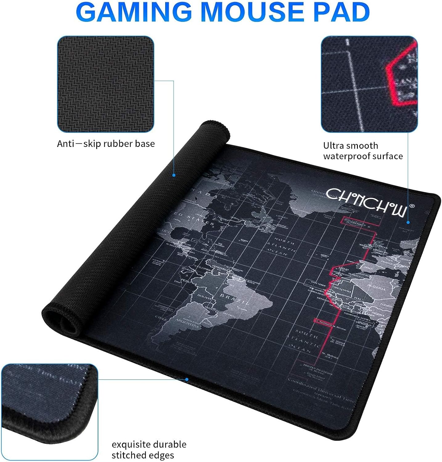 Gaming LED Keyboard Mouse Headset and Mousepad Bundle, CHONCHOW Wired Rainbow LED Light Up Gaming Keyboard Mouse Headset, Value 4 in 1 Game Set for Xbox PS4 PS5 PC Laptop Gamer