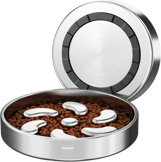 Slow Feeder Dog Bowl-3Cups for Large Breeds, Double Wall Food-Grade Stainless Steel, Heavy Duty with Non-Slip Rubber Base, Puzzle Maze Bowl to Slow Down Eating