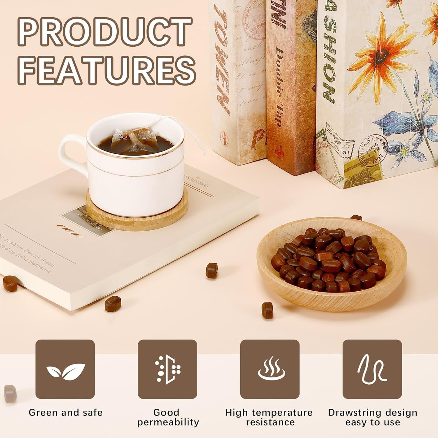 300 Pcs Empty Tea Bags for Loose Leaf Tea, Disposable Small tea Filter Bags with Drawstring fillable Cloth Diy Empty Tea Sachets for Loose tea, Coffee, Herbs, Spice (2.76 x 1.97 inch)