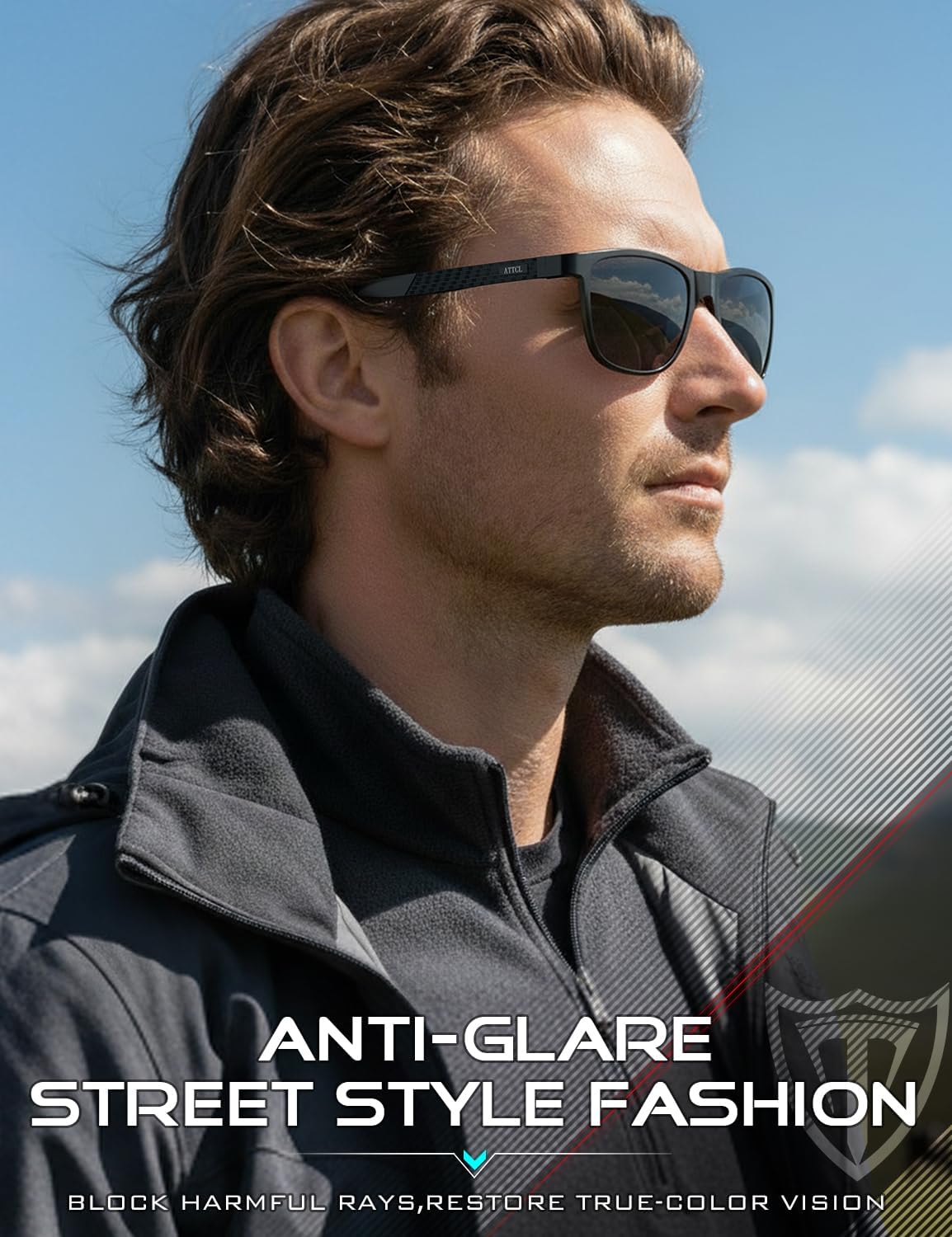 ATTCL Polarized Sunglasses Men for Driving: UV400 Protection Lightweight AL-MG Metal Rectangular Sun glasses Hiking Travel