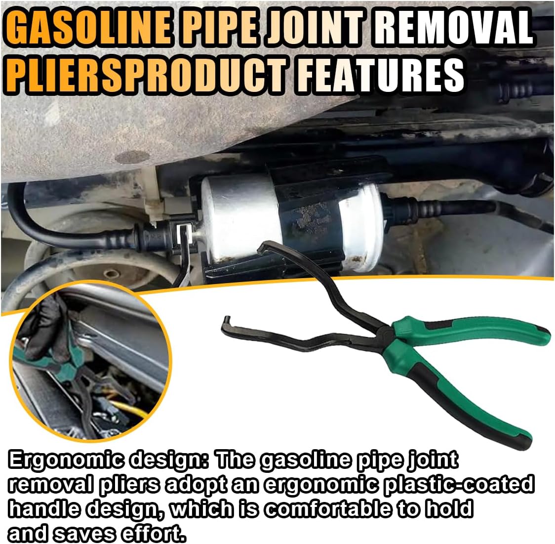 Fuel Line Plier, Quick Disconnect Release Removal Tool, Petrol Hose Pipe Clamp Clip with Handle, Universal Fuel Line Clip Removal Plier, Pipe Clip Repair Tool for Most Cars (Green)